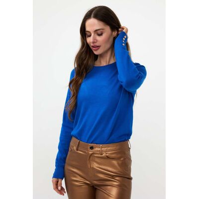 Esqualo Sweater Gathering Button Details Basic Knit Brilliant Blue Taille: XS Pulls Outlet Femme Bleu - Publicité Esqualo Sweater Gathering Button Details Basic Knit Brilliant Blue Taille: XS Pulls Outlet Femme Bleu - Publicité