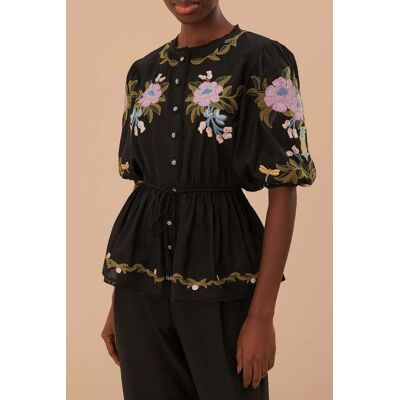 FARM Rio Winter Garden Embroidered Short Sleeve Blouse Taille: XXS Chemisiers Outlet Femme - Publicité FARM Rio Winter Garden Embroidered Short Sleeve Blouse Taille: XXS Chemisiers Outlet Femme - Publicité