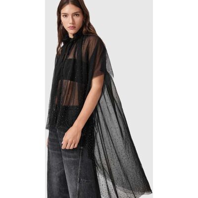 AllSaints Sez Emb Tulle Cape Black Taille: OS Ponchos Outlet Femme Le Noir - Publicité AllSaints Sez Emb Tulle Cape Black Taille: OS Ponchos Outlet Femme Le Noir - Publicité