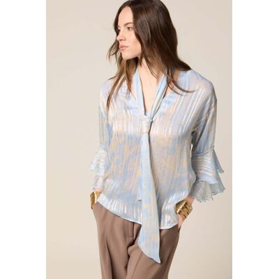 Oltre Georgette Blouse With Ruffle Light Blue Taille: 44 Chemisiers Outlet Femme Bleu - Publicité Oltre Georgette Blouse With Ruffle Light Blue Taille: 44 Chemisiers Outlet Femme Bleu - Publicité