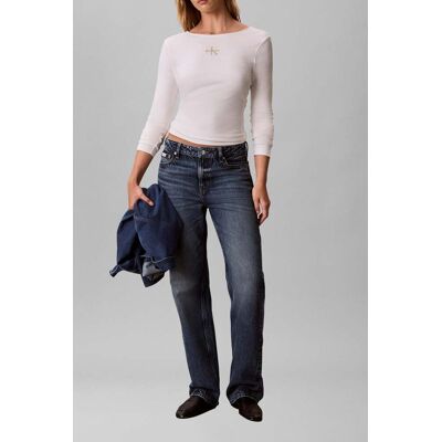 Calvin Klein Ls Scoop Monologo Blouse White Greige Taille: M Manches longues Outlet Femme Blanche - Publicité Calvin Klein Ls Scoop Monologo Blouse White Greige Taille: M Manches longues Outlet Femme Blanche - Publicité