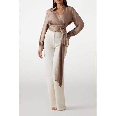 Guess by Marciano GUESS Marciano By Dorian Ls Wrap Blouse Natural Almond Taille: 44 Chemisiers Outlet Femme Marron - Publicité Guess by Marciano GUESS Marciano By Dorian Ls Wrap Blouse Natural Almond Taille: 44 Chemisiers Outlet Femme Marron - Publicité