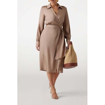 Guess by Marciano GUESS Marciano By Dorian Ls Wrap Dress Natural Almond Taille: 44 Robes Outlet Femme Marron - Publicité Guess by Marciano GUESS Marciano By Dorian Ls Wrap Dress Natural Almond Taille: 44 Robes Outlet Femme Marron - Publicité