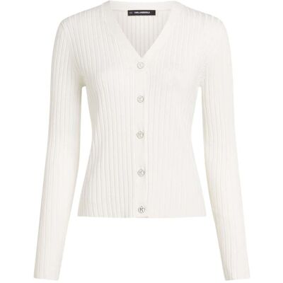 Karl Lagerfeld K Button Knit Cardigan Snow White Taille: XS Cardigans Outlet Femme Blanche - Publicité Karl Lagerfeld K Button Knit Cardigan Snow White Taille: XS Cardigans Outlet Femme Blanche - Publicité