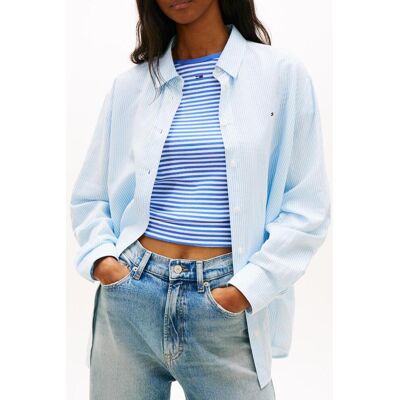 Tommy Hilfiger Tjw Relaxed Linen Shirt Light Powdery Blue/stripe Taille: S Chemises à boutons Outlet Femme Blanche - Publicité Tommy Hilfiger Tjw Relaxed Linen Shirt Light Powdery Blue/stripe Taille: S Chemises à boutons Outlet Femme Blanche - Publicité