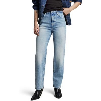 Jean Viktoria à coupe droite et taille haute - Bleu clair - Femme - Publicité Jean Viktoria à coupe droite et taille haute - Bleu clair - Femme - Publicité