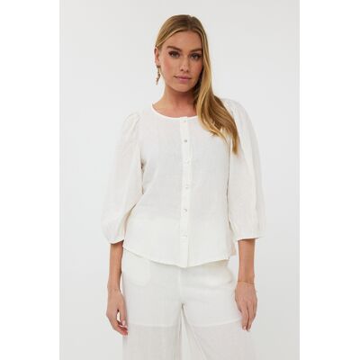 Esqualo Blouse R-neck Linen Off White Taille: S Chemises à boutons Outlet Femme Blanche - Publicité Esqualo Blouse R-neck Linen Off White Taille: S Chemises à boutons Outlet Femme Blanche - Publicité