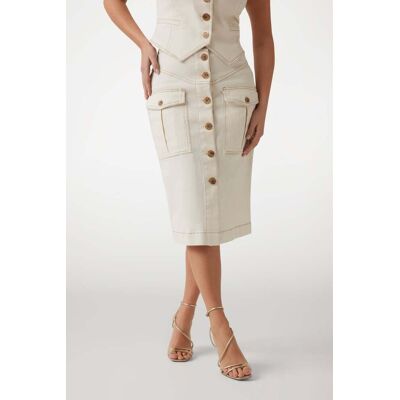 Guess by Marciano GUESS Naomi Midi Skirt Den Sandy Shore Taille: 38 Jupes en jeans Outlet Femme Marron - Publicité Guess by Marciano GUESS Naomi Midi Skirt Den Sandy Shore Taille: 38 Jupes en jeans Outlet Femme Marron - Publicité