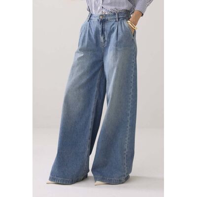 Summum Woman Wide Leg Jeans Vintage Cotton Twill Denim Taille: 34 Évasés pantalons Outlet Femme Bleu - Publicité Summum Woman Wide Leg Jeans Vintage Cotton Twill Denim Taille: 34 Évasés pantalons Outlet Femme Bleu - Publicité