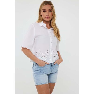 Esqualo Blouse Cropped Crinkle Embroidery Off White Taille: 36 Chemisiers Outlet Femme Blanche - Publicité Esqualo Blouse Cropped Crinkle Embroidery Off White Taille: 36 Chemisiers Outlet Femme Blanche - Publicité