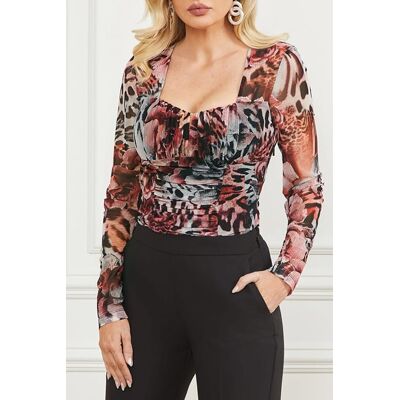 Guess by Marciano GUESS Marciano By Leopard Rose Mesh Top Blouse Print Taille: XS Chemisiers Outlet Femme Rose - Publicité Guess by Marciano GUESS Marciano By Leopard Rose Mesh Top Blouse Print Taille: XS Chemisiers Outlet Femme Rose - Publicité