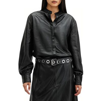 AllSaints Sara Leather Shirt Black Taille: S Chemisiers Outlet Femme Le Noir - Publicité AllSaints Sara Leather Shirt Black Taille: S Chemisiers Outlet Femme Le Noir - Publicité