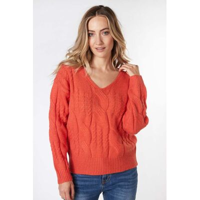 Esqualo Sweater Cables V-neck Red Clay Taille: M Pulls en Maille Outlet Femme Rouge - Publicité Esqualo Sweater Cables V-neck Red Clay Taille: M Pulls en Maille Outlet Femme Rouge - Publicité