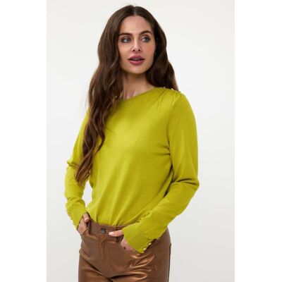 Esqualo Sweater Gathering Button Details Basic Knit Matcha Green Taille: XS Pulls Outlet Femme Vert - Publicité Esqualo Sweater Gathering Button Details Basic Knit Matcha Green Taille: XS Pulls Outlet Femme Vert - Publicité