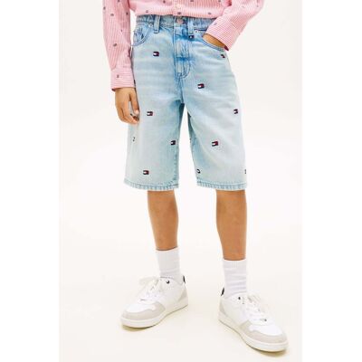 Tommy Hilfiger Boys Wavy Flag Embroidery Loose Denim Shorts Taille: 10 Pantalons Outlet kids Bleu - Publicité Tommy Hilfiger Boys Wavy Flag Embroidery Loose Denim Shorts Taille: 10 Pantalons Outlet kids Bleu - Publicité