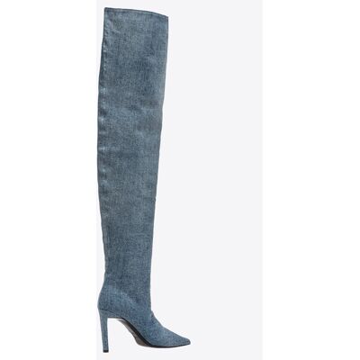 PINKO Pleyel Cuissard Denim Medium Dark Vintage Wash Taille: 38 Bottes Outlet Femme Bleu - Publicité PINKO Pleyel Cuissard Denim Medium Dark Vintage Wash Taille: 38 Bottes Outlet Femme Bleu - Publicité