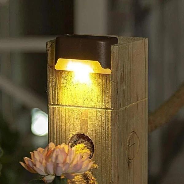 omegamode Lumière Escalier Extérieur Solaire Led Eclairage Marche Escalier - Marron