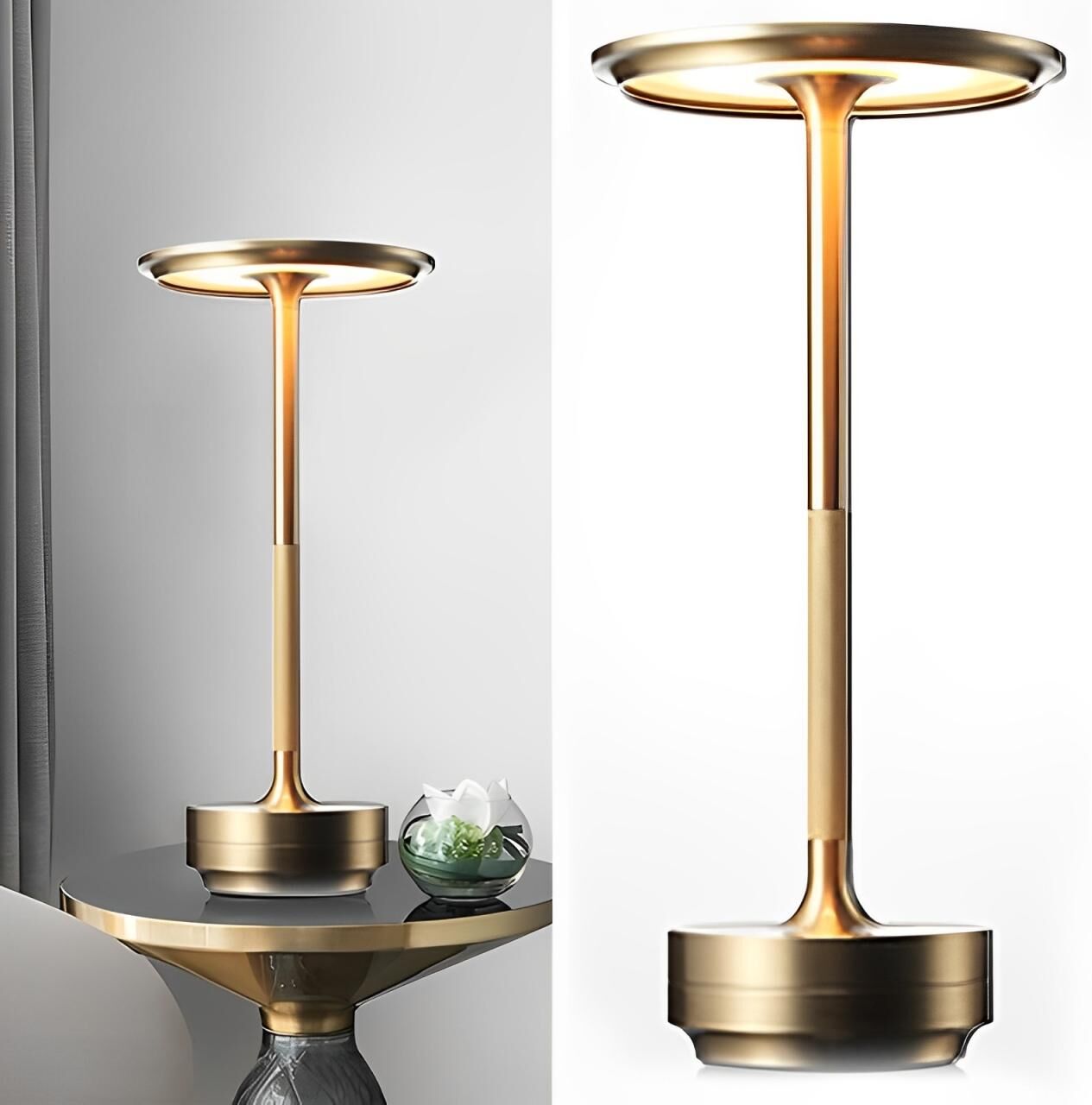 harmonix Lampe De Table Sans Fil Design Rechargeable Led - Restaurant - Tactile - Doré