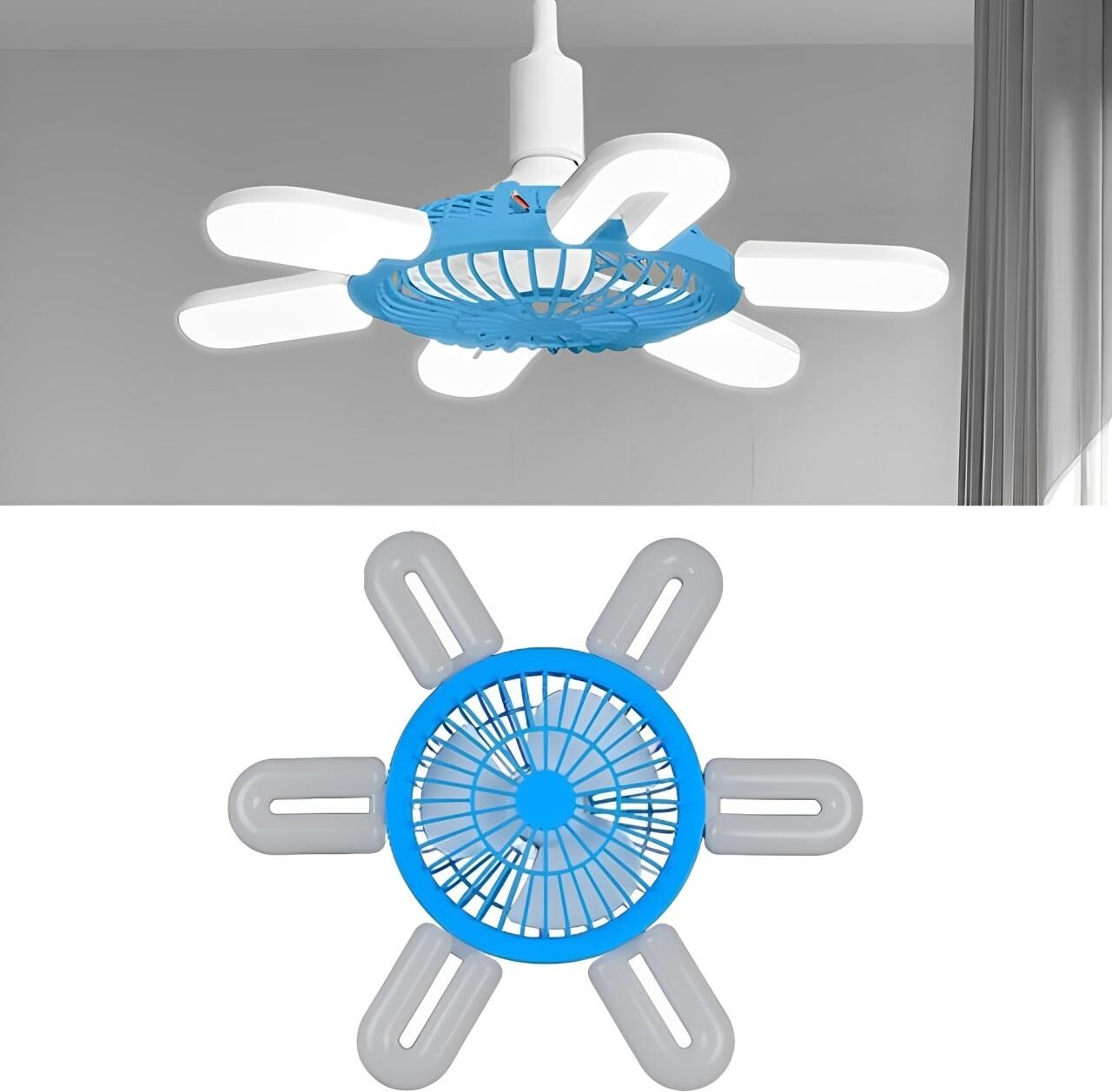 purelynx Ventilateur De Plafond Luminaire Silencieux Lampe Et Ampoule - Bleu