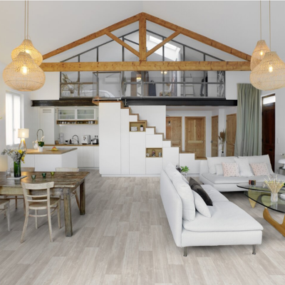 Rouleau 4m de sol PVC effet bois pose libre hudson white Gerflor - 2500 cm x 400 cm x 0.29 cm - Publicité Rouleau 4m de sol PVC effet bois pose libre hudson white Gerflor - 2500 cm x 400 cm x 0.29 cm - Publicité