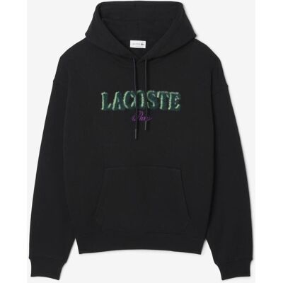 Sweat à capuche Lacoste Loose Fit brodé noir - S - Publicité Sweat à capuche Lacoste Loose Fit brodé noir - S - Publicité