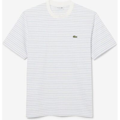 T-shirt Lacoste en coton rayé à manches courtes blanc bleu - XS - Publicité T-shirt Lacoste en coton rayé à manches courtes blanc bleu - XS - Publicité