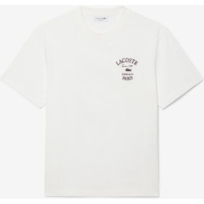 T-shirt manches courtes Lacoste Embroidery Accent blanc crème - XL - Publicité T-shirt manches courtes Lacoste Embroidery Accent blanc crème - XL - Publicité