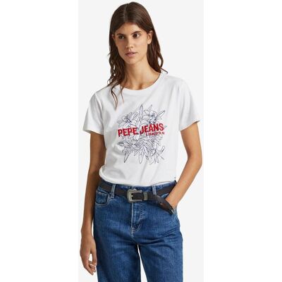 T-shirt Pepe Jeans Ines short sleeve white red black woman. - XS - Publicité T-shirt Pepe Jeans Ines short sleeve white red black woman. - XS - Publicité