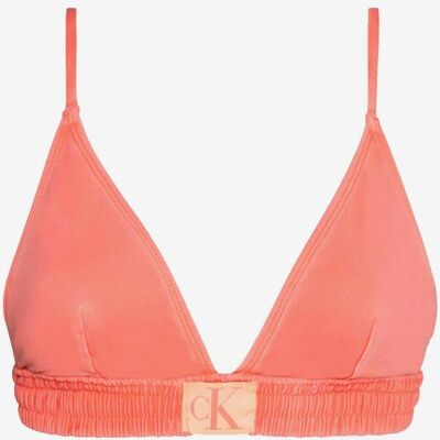 Haut de bikini Calvin Klein Fixed Triangle CK Authentic rose saumon femme - XS - Publicité Haut de bikini Calvin Klein Fixed Triangle CK Authentic rose saumon femme - XS - Publicité