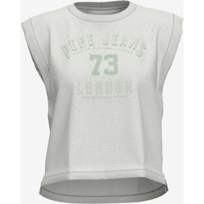 T-shirt Pepe Jeans Amber sans manches blanc vert femme - XS - Publicité T-shirt Pepe Jeans Amber sans manches blanc vert femme - XS - Publicité