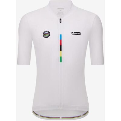 Santini - UCI World Champion Jersey - White - M Slim - Cycling Jersey - Publicité Santini - UCI World Champion Jersey - White - M Slim - Cycling Jersey - Publicité