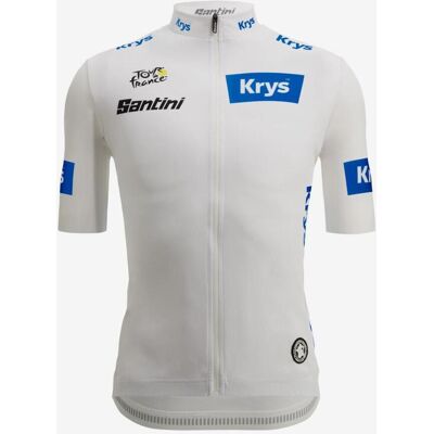 Santini Maillot blanc Tour de France 2026 - Leader Classification Jeunes Fan Line manches courtes - Coupe Classique - L - Publicité Santini Maillot blanc Tour de France 2026 - Leader Classification Jeunes Fan Line manches courtes - Coupe Classique - L - Publicité