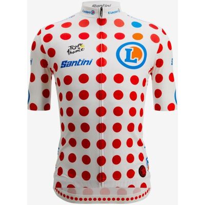 Santini Maillot à pois Tour de France 2026 - Leader Classification Montagne Fan Line manches courtes - Coupe Classique - XL - Publicité Santini Maillot à pois Tour de France 2026 - Leader Classification Montagne Fan Line manches courtes - Coupe Classique - XL - Publicité