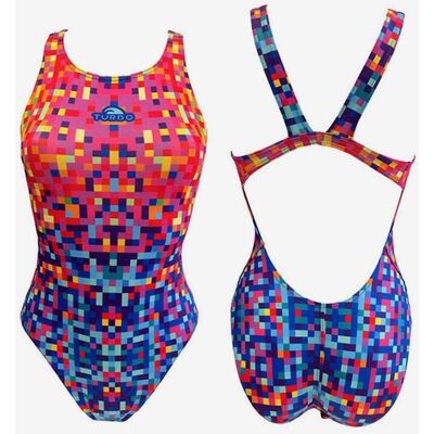 Maillot de bain de natation Turbo Pixels bleu rose femme - S - Publicité Maillot de bain de natation Turbo Pixels bleu rose femme - S - Publicité