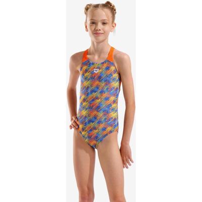 Maillot de bain Arena Performance Draft V Back bleu orange jaune fille - 6-7 - Publicité Maillot de bain Arena Performance Draft V Back bleu orange jaune fille - 6-7 - Publicité