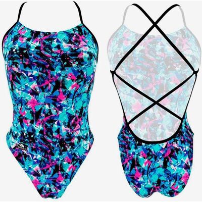 Maillot de bain Turbo Patron Sirene Crystal Dive fine bretelle bleu rose noir femme - 3XL - Publicité Maillot de bain Turbo Patron Sirene Crystal Dive fine bretelle bleu rose noir femme - 3XL - Publicité