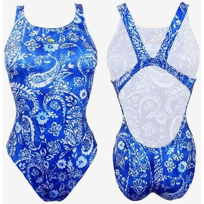 Maillot de bain Turbo Blu Cachemire bande large blanc bleu femme - S - Publicité Maillot de bain Turbo Blu Cachemire bande large blanc bleu femme - S - Publicité