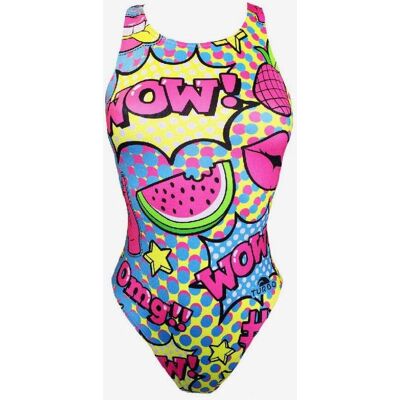 Maillot de bain Turbo Cool Comic bretelle large rose jaune bleu femme - S - Publicité Maillot de bain Turbo Cool Comic bretelle large rose jaune bleu femme - S - Publicité