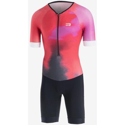 Combinaison de triathlon Finisseur Pro Clouds manches courtes rouge lilas noir - L - Publicité Combinaison de triathlon Finisseur Pro Clouds manches courtes rouge lilas noir - L - Publicité