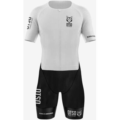 Combinaison triathlon Otso Triathlon manches courtes blanc noir - M - Publicité Combinaison triathlon Otso Triathlon manches courtes blanc noir - M - Publicité