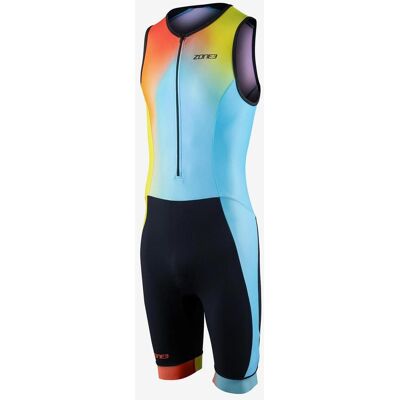 Combinaison de triathlon Zone3 Activate+ sans manches bleu jaune orange - L - Publicité Combinaison de triathlon Zone3 Activate+ sans manches bleu jaune orange - L - Publicité