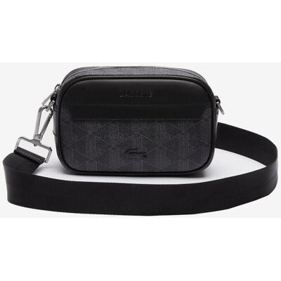 Sac bandoulière Lacoste Monogram noir gris foncé - Publicité Sac bandoulière Lacoste Monogram noir gris foncé - Publicité