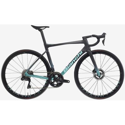 Vélo de Route Bianchi Specialissima RC Shimano Dura-Ace Di2 noir bleu céleste - 47 - Publicité Vélo de Route Bianchi Specialissima RC Shimano Dura-Ace Di2 noir bleu céleste - 47 - Publicité