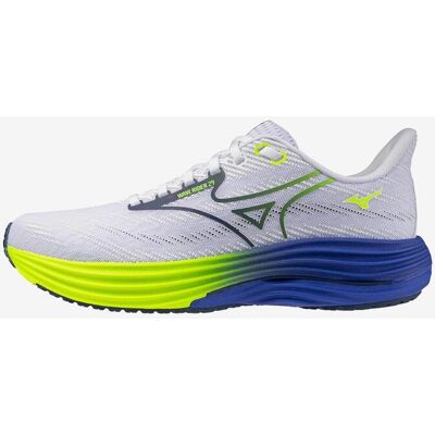 Baskets Mizuno Wave Rider 29 blanc bleu jaune - 41 - Publicité Baskets Mizuno Wave Rider 29 blanc bleu jaune - 41 - Publicité