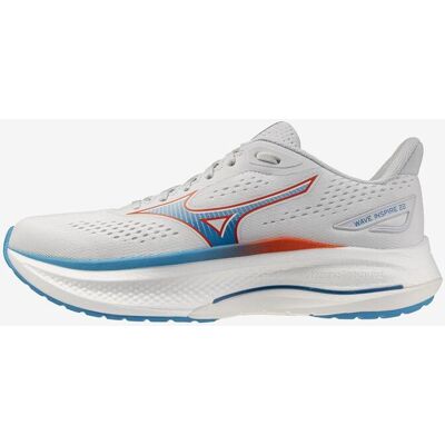 Chaussures Mizuno Wave Inspire 22 blanc bleu ciel orange - 46.5 - Publicité Chaussures Mizuno Wave Inspire 22 blanc bleu ciel orange - 46.5 - Publicité