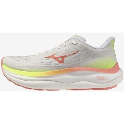 Chaussures Mizuno Wave Sky 9 blanc saumon jaune femme - 35 - Publicité Chaussures Mizuno Wave Sky 9 blanc saumon jaune femme - 35 - Publicité