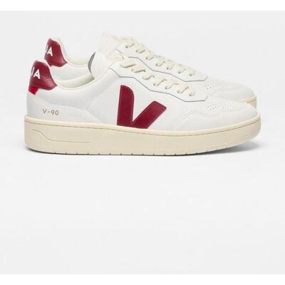 Baskets Veja V-90 O.T. Cuir blanc rouge femme - 37 - Publicité Baskets Veja V-90 O.T. Cuir blanc rouge femme - 37 - Publicité