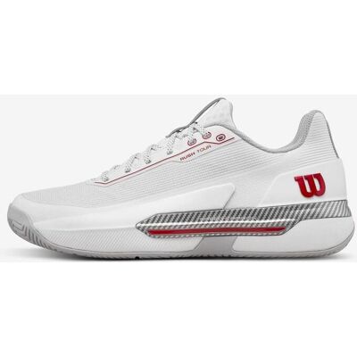 Chaussures Wilson Rush Tour 5 blanc gris rouge - 43(1/3) - Publicité Chaussures Wilson Rush Tour 5 blanc gris rouge - 43(1/3) - Publicité