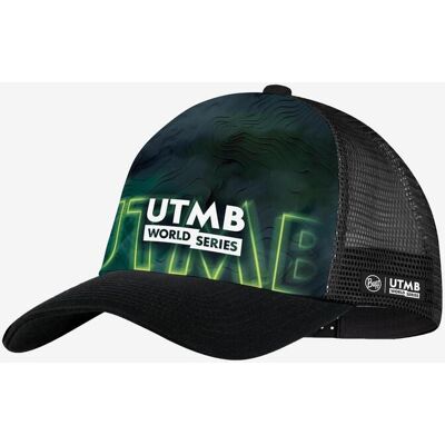 Casquette Trucker Buff UTMB 2026 noir vert foncé - Publicité Casquette Trucker Buff UTMB 2026 noir vert foncé - Publicité