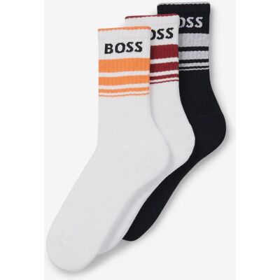 Chaussettes BOSS Logo Stripes blanc orange noir (3 paires) - Publicité Chaussettes BOSS Logo Stripes blanc orange noir (3 paires) - Publicité
